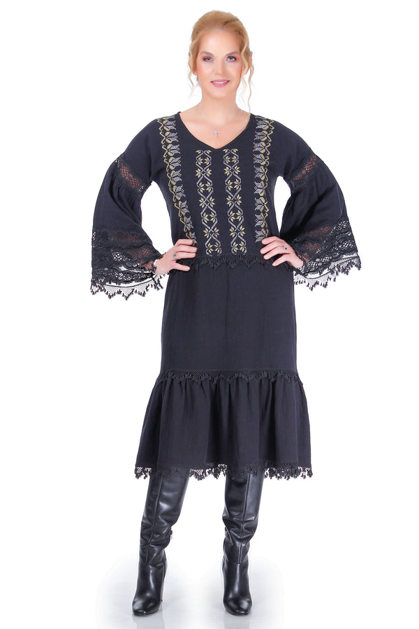 Rochie vascoza neagra cu broderie  Liza Panait Liza Panait Online Boutique
